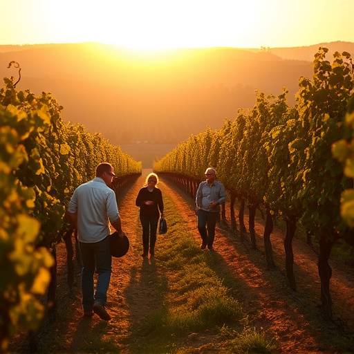 Image promotionnelle de la série 'Chroniques Viticoles', mettant en scène une famille travaillant dans un vignoble en Bourgogne.