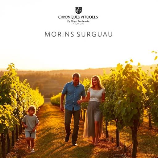 Image promotionnelle de la série 'Chroniques Viticoles', mettant en scène la famille Moreau dans leur vignoble bourguignon.