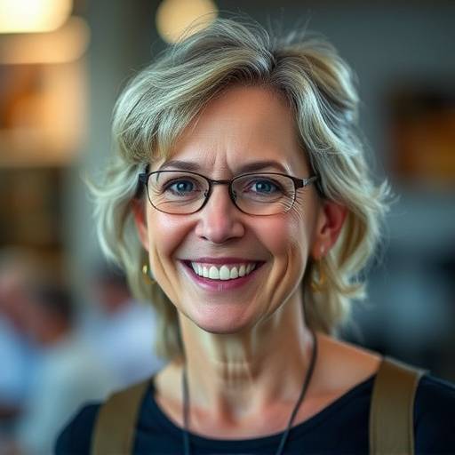 Portrait de Claire Martin, responsable de l'accessibilité chez Télévision Excellence, souriant et regardant vers la caméra.